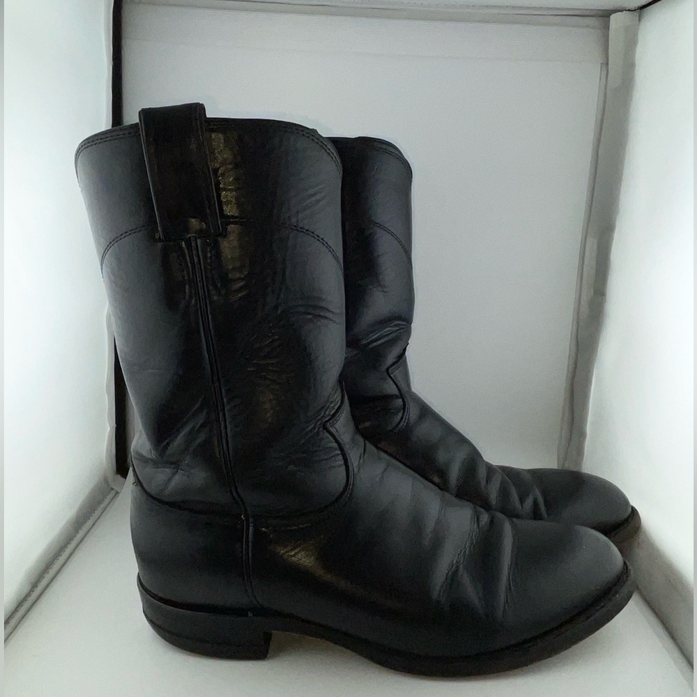 Justin Men's 10" Temple Roper Black Casual Boots 3133 Size 7.5 EE​​​​​​​​​​​​ - Picture 5 of 14